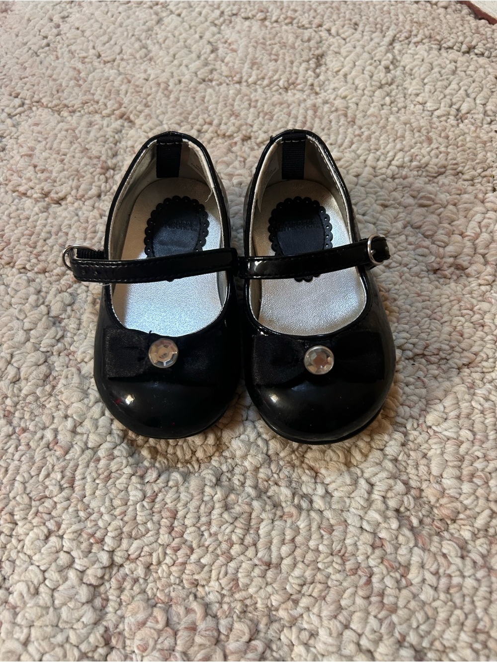 Primark Black Patent Mary Jane Shoes with Toe Gem
